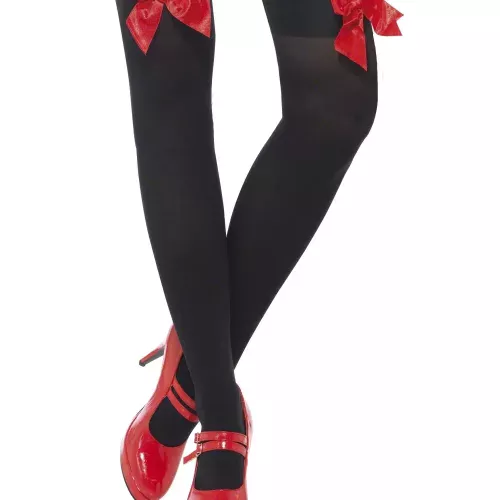 Photo du produit Bas noirs avec noeud rouge femme
