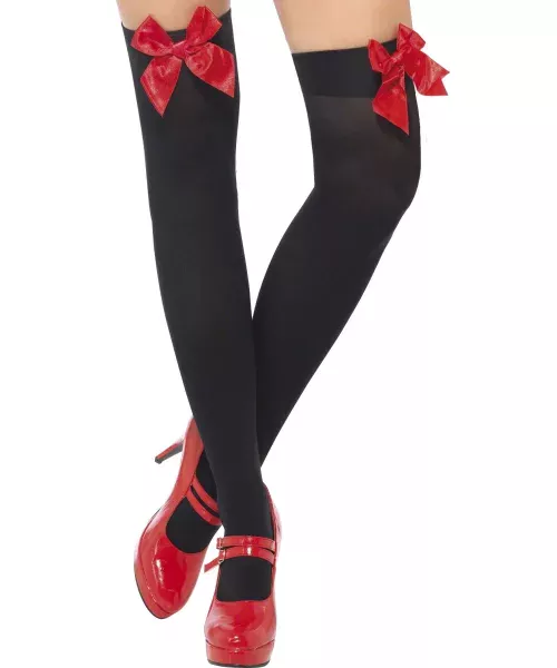 Photo du produit Bas noirs avec noeud rouge femme