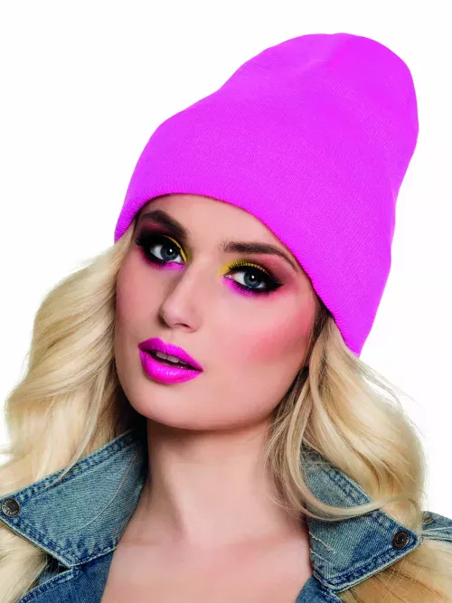 Photo du produit Bonnet rose fluo 90's adulte