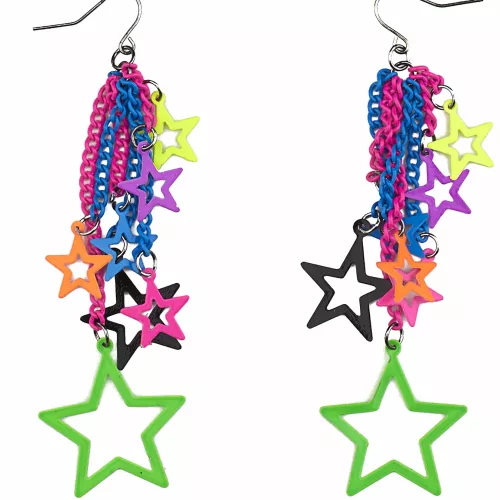 Photo du produit Boucles d'oreilles étoiles multicolores adulte