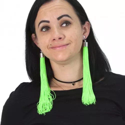 Photo du produit Boucles d'oreilles franges vertes fluo adulte