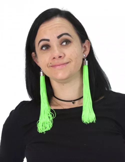 Photo du produit Boucles d'oreilles franges vertes fluo adulte