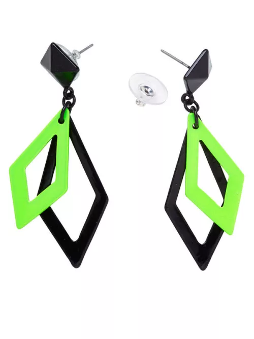 Photo du produit Boucles d'oreilles losange noires et vertes femme