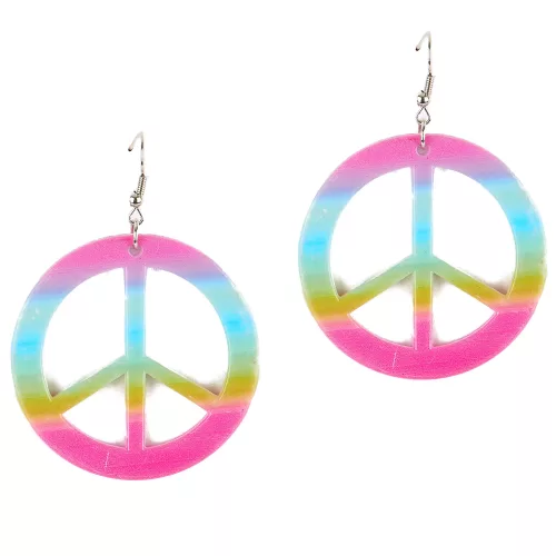 Photo du produit Boucles d'oreilles peace & love multicolores plastique adulte