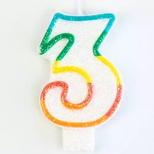 Photo du produit Bougie d'anniversaire chiffre 3 7,5 cm