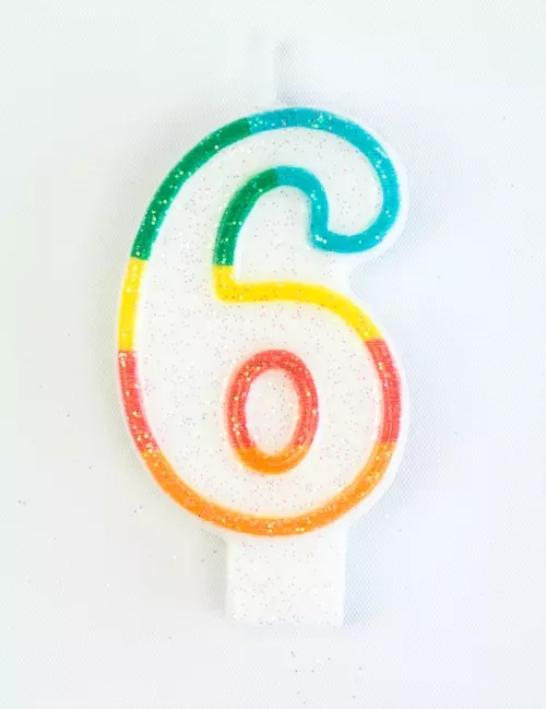 Photo du produit Bougie d'anniversaire chiffre 6 7,5 cm