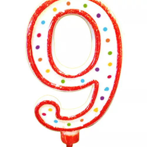 Photo du produit Bougie géante chiffre 9 colori aléatoire