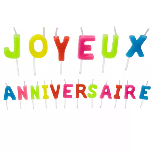 Photo du produit Bougies Joyeux anniversaire multicolores 4,5 cm