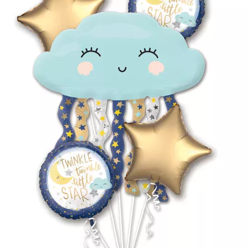 Photo du produit Bouquet ballons aluminium Nuages bleus