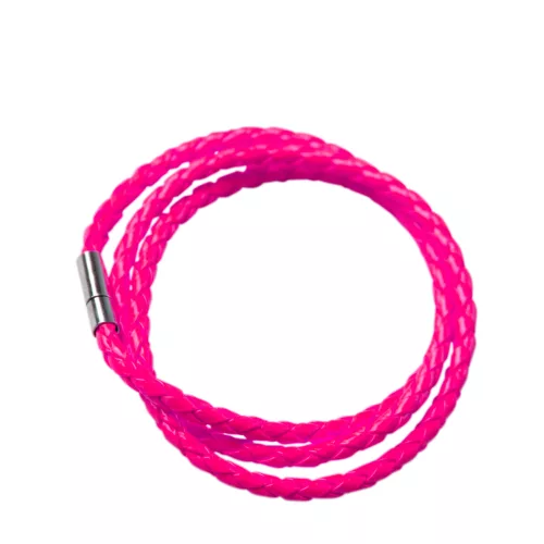 Photo du produit Bracelet tressé rose fluo adulte