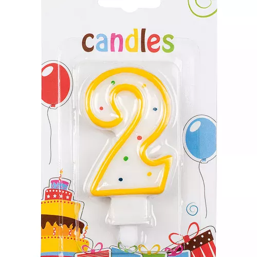 Photo du produit Bougie chiffre 2 multicolore 7,5 cm