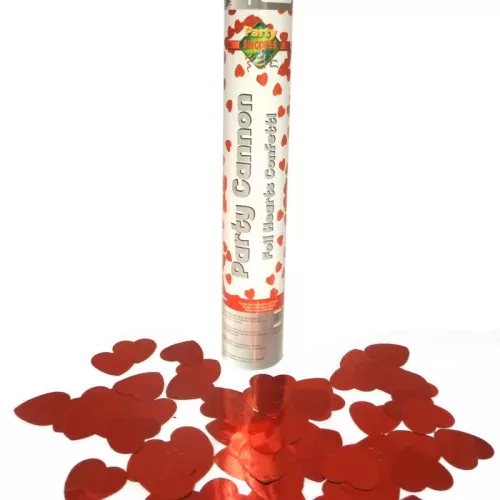Photo du produit Canon à confettis coeurs rouges 30 cm