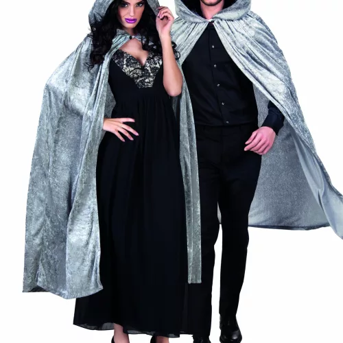 Photo du produit Cape grise aspect velours 170 cm adule Halloween