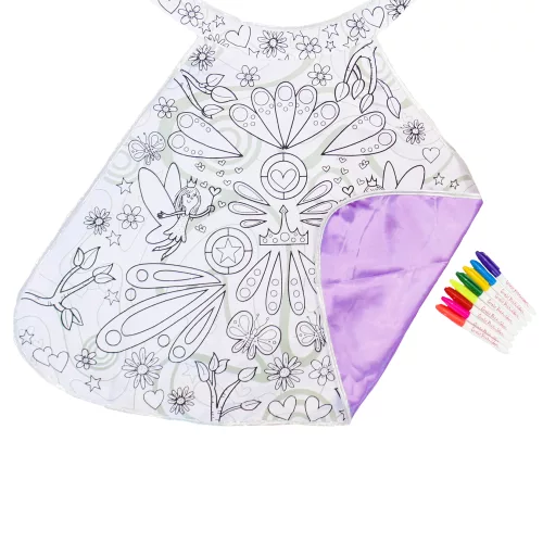 Photo du produit Cape lavable réversible rose et à colorier fée fille