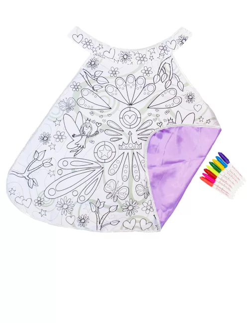 Photo du produit Cape lavable réversible rose et à colorier fée fille