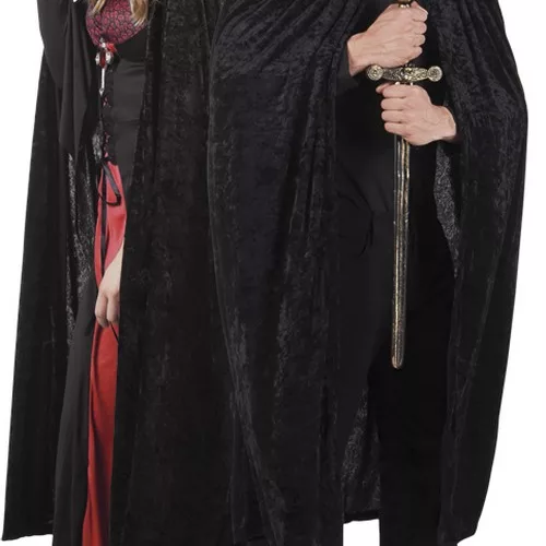 Photo du produit Cape noir aspect velours 170 cm adule Halloween