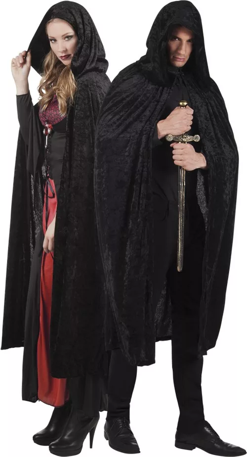 Photo du produit Cape noir aspect velours 170 cm adule Halloween