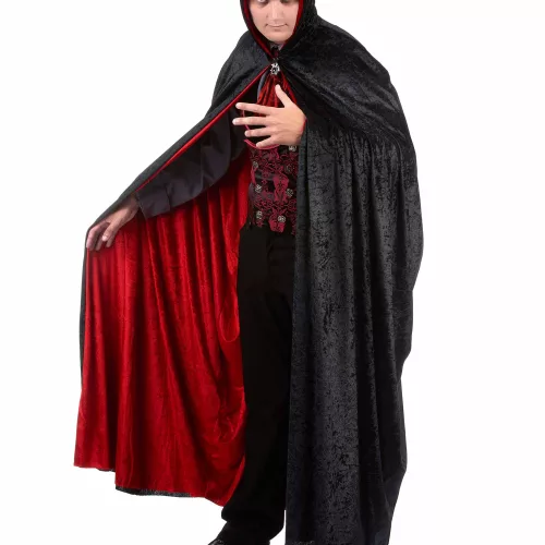 Photo du produit Cape vampire velours rouge et noire réversible luxe adulte