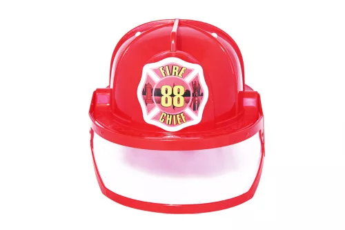 Photo du produit Casque pompier rouge avec visière adulte