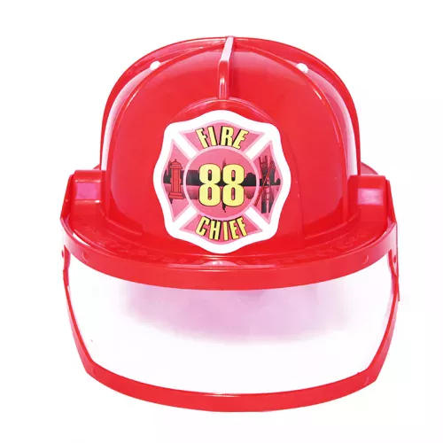 Photo du produit Casque pompier rouge avec visière adulte