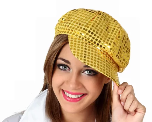 Photo du produit Casquette disco à sequins or adulte
