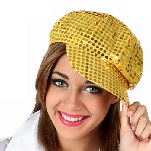 Photo du produit Casquette disco à sequins or adulte