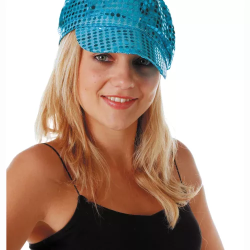 Photo du produit Casquette disco à sequins turquoise adulte