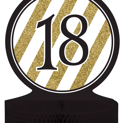 Photo du produit Centre de table 18 ans Noir et Or