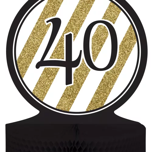 Photo du produit Centre de table 40 ans noir et or