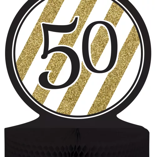 Photo du produit Centre de table 50 ans Noir et Or