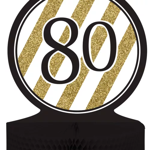 Photo du produit Centre de table 80 ans Noir et Or