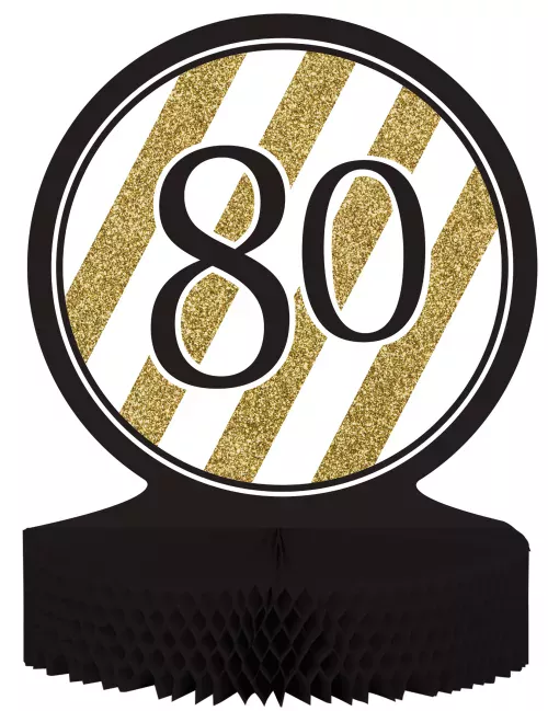 Photo du produit Centre de table 80 ans Noir et Or