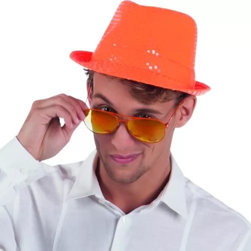 Photo du produit Chapeau borsalino à sequins orange adulte