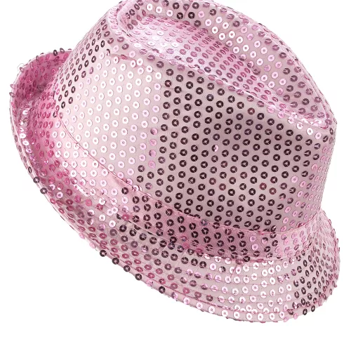 Photo du produit Chapeau borsalino à sequins rose clair adulte