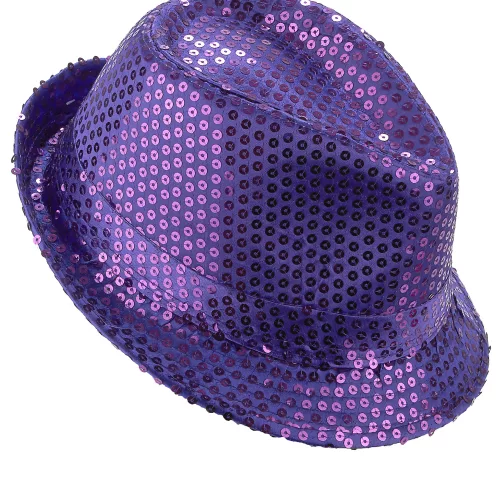 Photo du produit Chapeau borsalino à sequins violet adulte