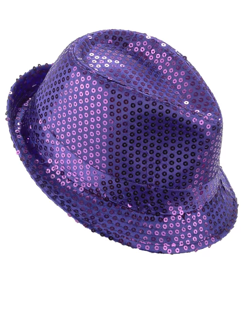 Photo du produit Chapeau borsalino à sequins violet adulte