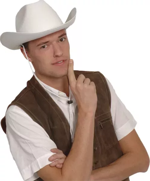 Photo du produit Chapeau cowboy blanc adulte avec cordelette