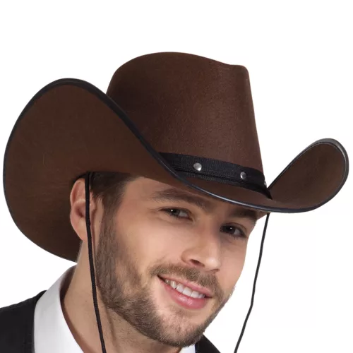 Photo du produit Chapeau cowboy marron à bordures noires adulte