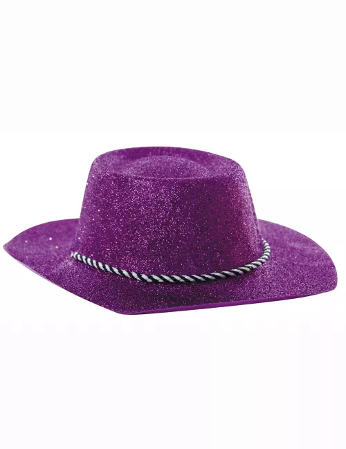Photo du produit Chapeau cowgirl violet à paillettes adulte