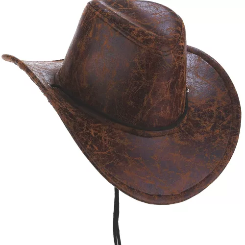 Photo du produit Chapeau de cowboy marron imitation cuir adulte