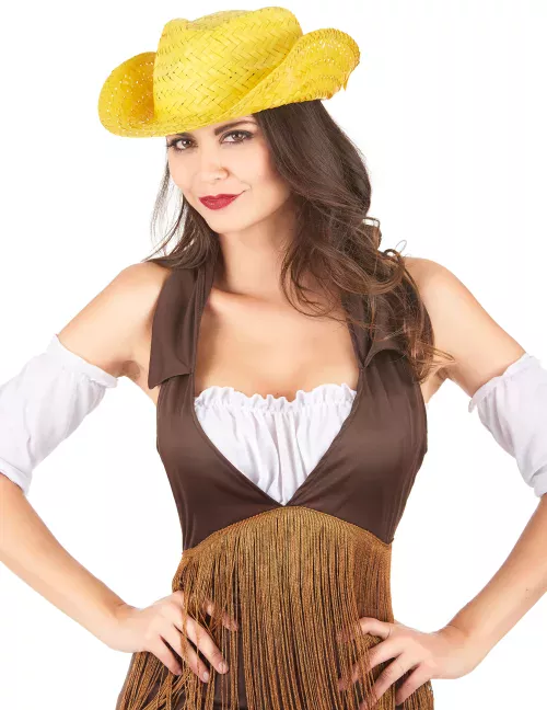 Photo du produit Chapeau de paille Western jaune adulte