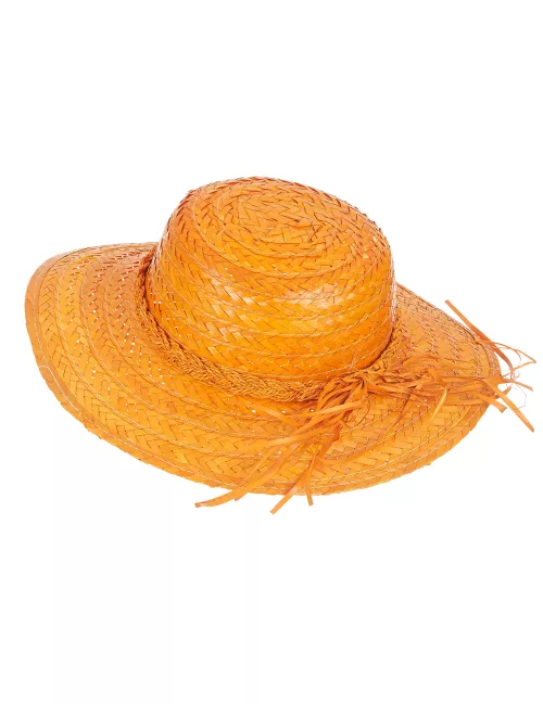 Photo du produit Chapeau de paille vintage orange femme