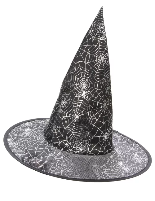 Photo du produit Chapeau de sorcière noir avec toile d'araignée blanche adulte