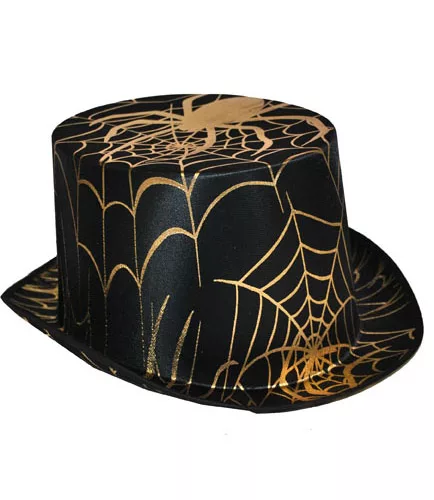 Photo du produit Chapeau haut de forme araignée noir et doré adulte Halloween