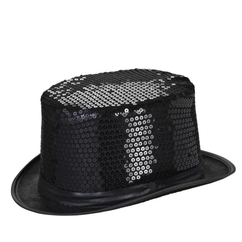 Photo du produit Chapeau haut de forme noir à sequins contour noir adulte