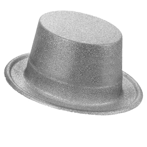 Photo du produit Chapeau haut de forme plastique pailleté argent adulte