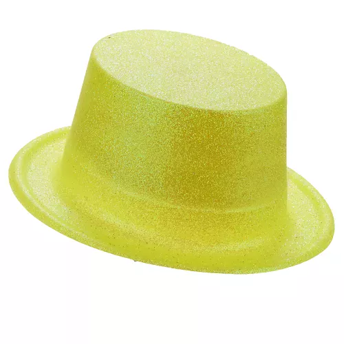 Photo du produit Chapeau haut de forme plastique pailleté jaune adulte