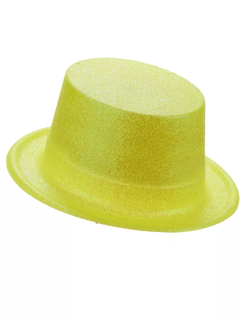 Photo du produit Chapeau haut de forme plastique pailleté jaune adulte