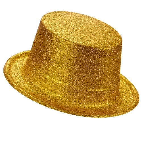 Photo du produit Chapeau haut de forme plastique pailleté or adulte