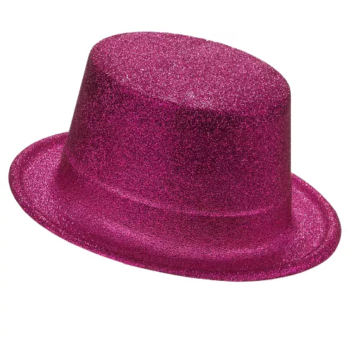 Photo du produit Chapeau haut de forme plastique pailleté fuschia adulte